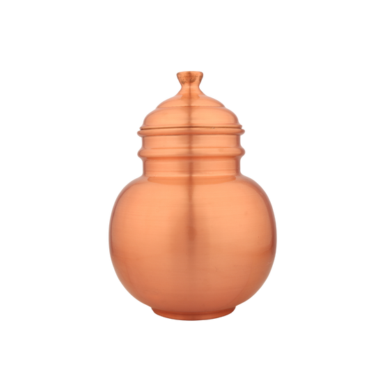 Copper Apple Matka with Lacquer – Ayurvedic Copper Water Pot for Health & Home Décor