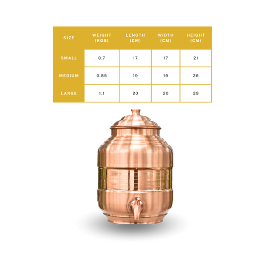 Copper Capsule Matka Polish Finish in 3, 5 and 7 Ltrs.
