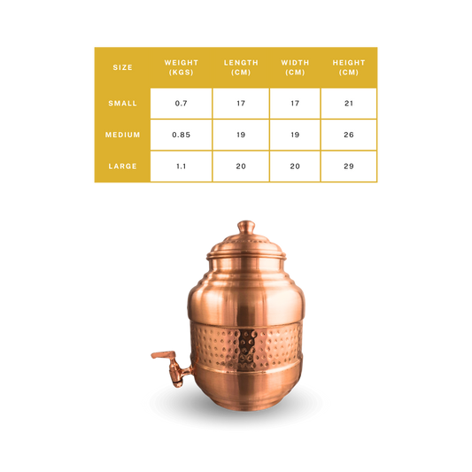 Copper Capsule Matka Special Hammered Finish in 3, 5, and 7 Ltrs.