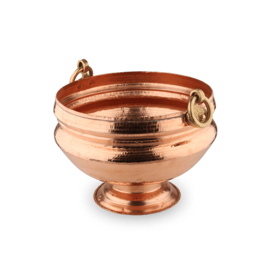 Copper Ghangal Hammered Jumbo with Lion Handle - For Rituals & Decor