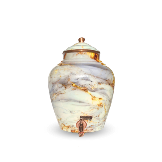 Copper Kulfi Matka Print - Designer Finish Water Storage Pot (Pure Copper)