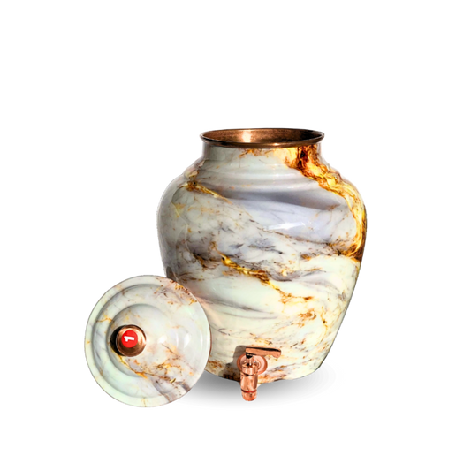 Copper Kulfi Matka Print - Designer Finish Water Storage Pot (Pure Copper)