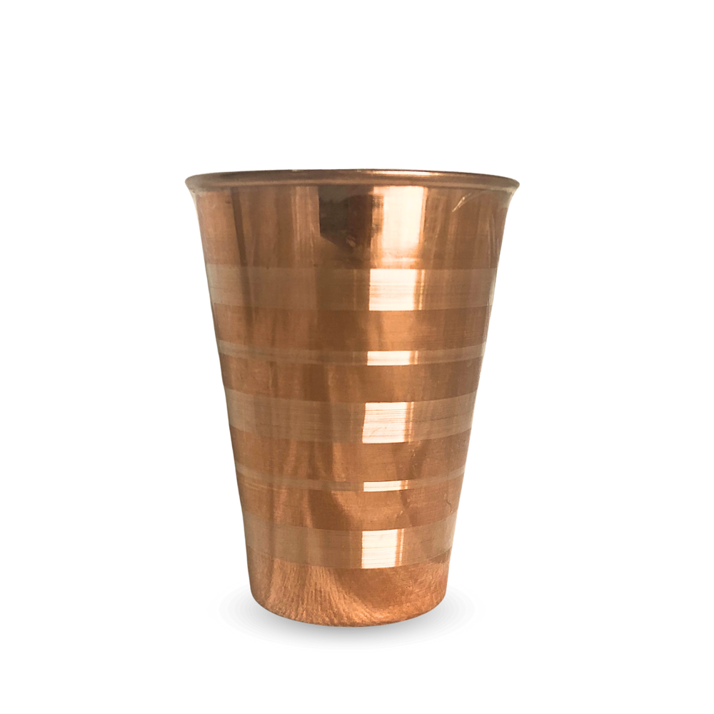Copper Lassi Glass Silver Touch - side view - handcrafted copper