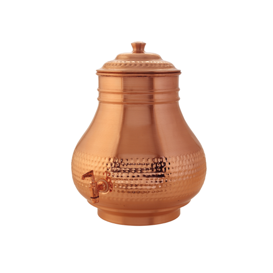 Copper Surahi Matka Special Hammered - Pure Copper Water Dispenser with Matt Finish