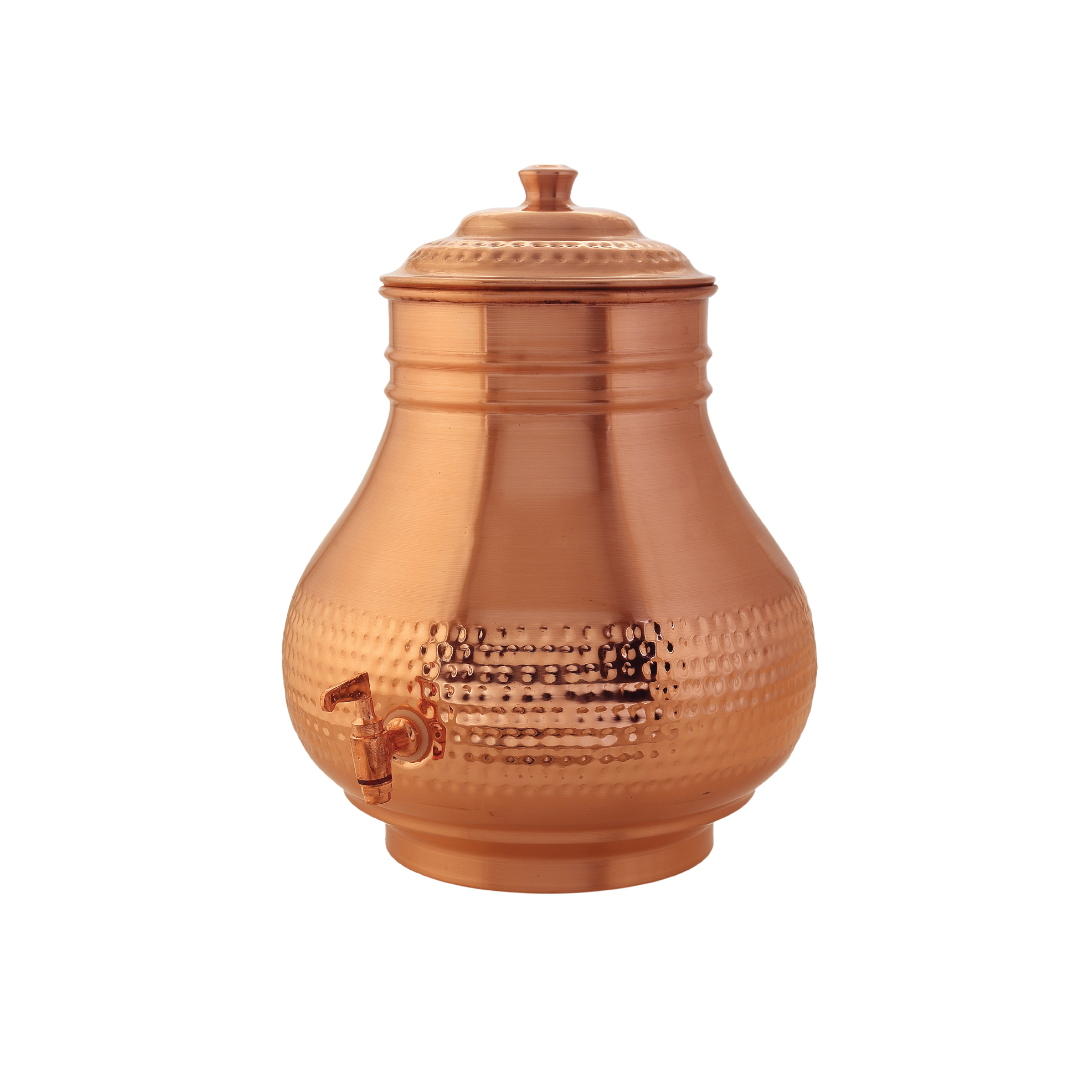 Copper Surahi Matka Special Hammered Finish in 9 and 13 Ltrs.