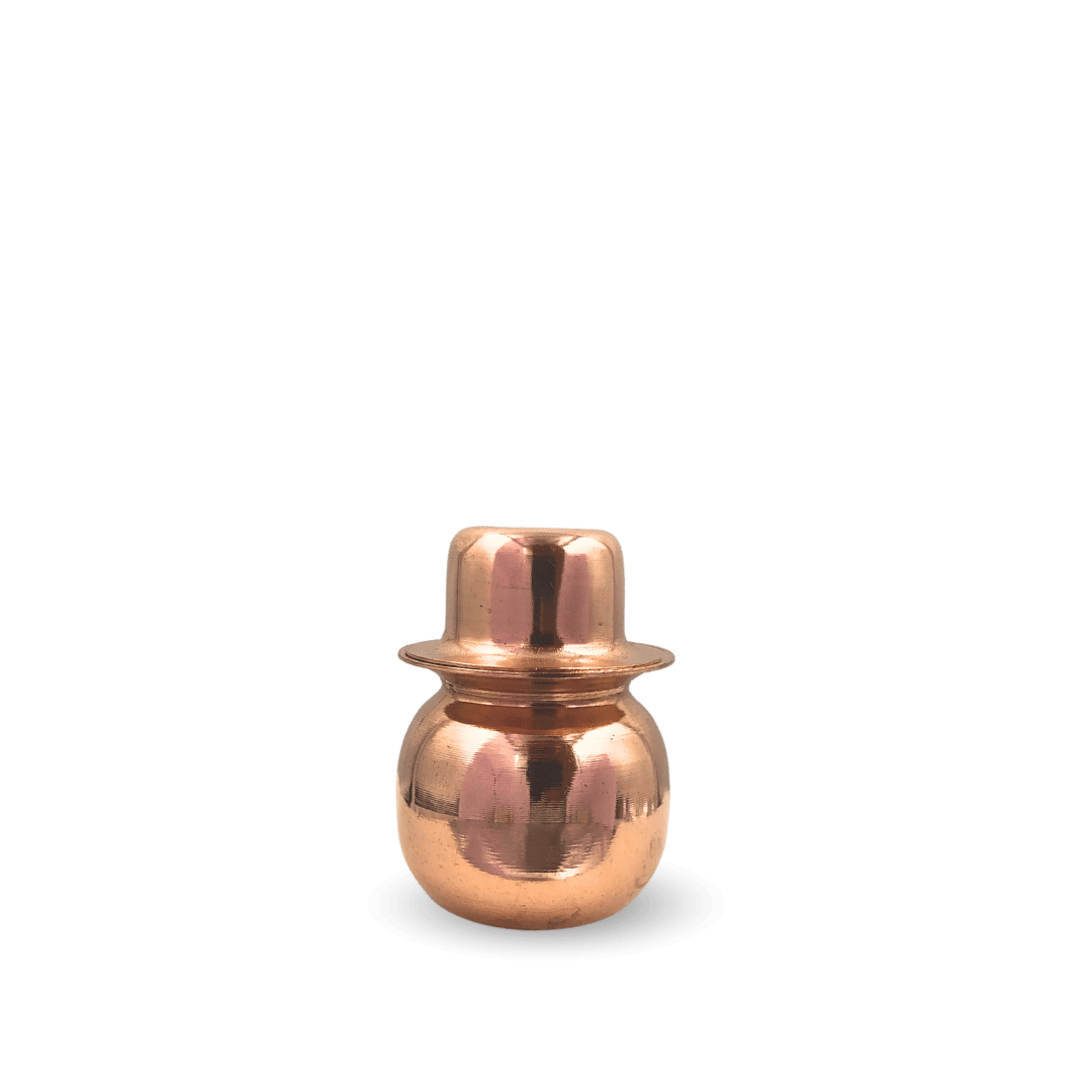 Copper Dev Bhandi Mini – Handcrafted Sacred Vessel for Daily - side view - handcrafted copper
