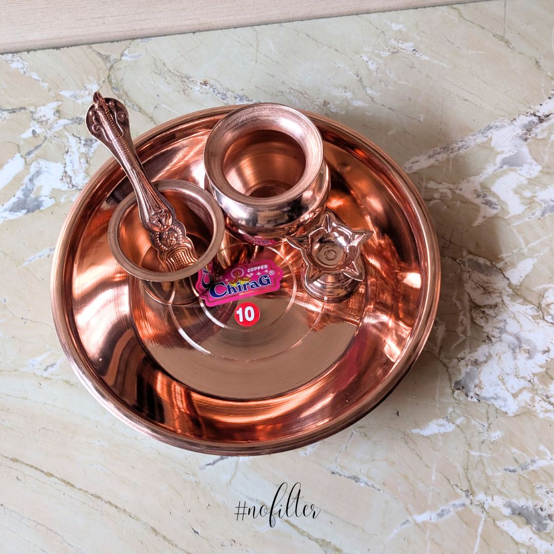 Copper Pooja (Ritual) Set - For Wedding, Pooja and Abhishek