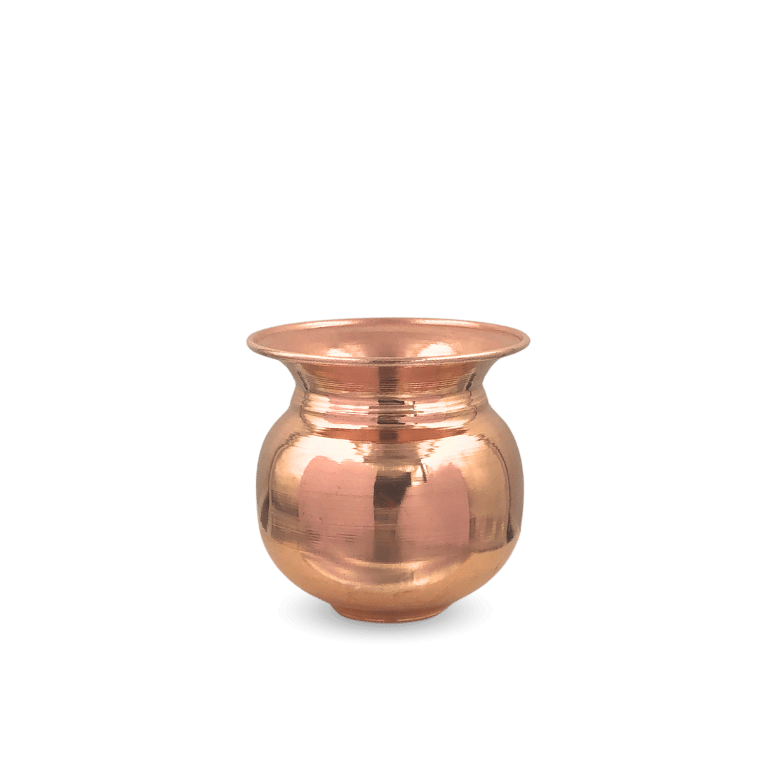 Chirag’s Apple Lota Mini – Elegant Copper Lota for Daily Poo - side view - handcrafted copper