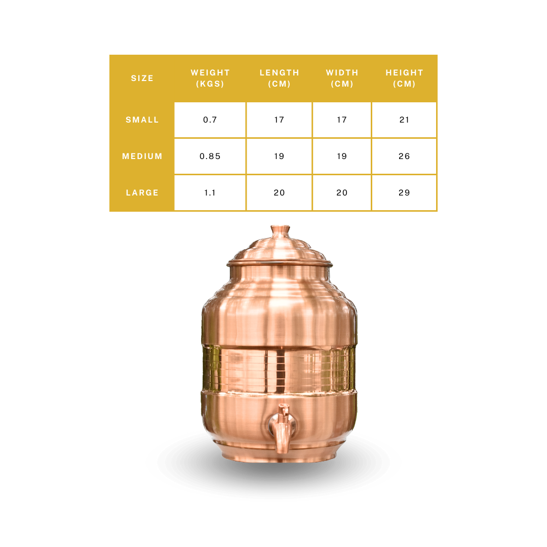 Copper Capsule Matka Lacquer Finish in 3, 5 and 7 Ltrs.