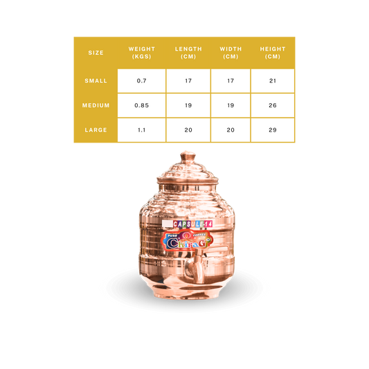 Copper Capsule Matka Polish Finish in 3, 5 and 7 Ltrs.