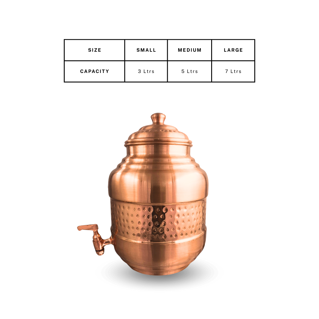 Copper Capsule Matka Special Hammered - Handcrafted Pineapple Design Copper Water Pot for Daily Wellness