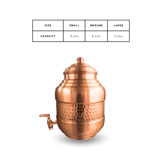 Copper Capsule Matka Special Hammered - Handcrafted Pineapple Design Copper Water Pot for Daily Wellness