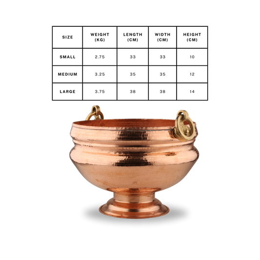 Copper Ghangal Hammered Jumbo with Lion Handle - For Rituals & Decor
