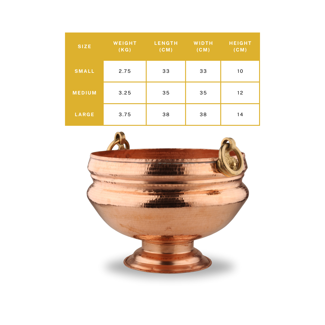Copper Royal Ghangal Hammered Finish with Brass Lion Handle