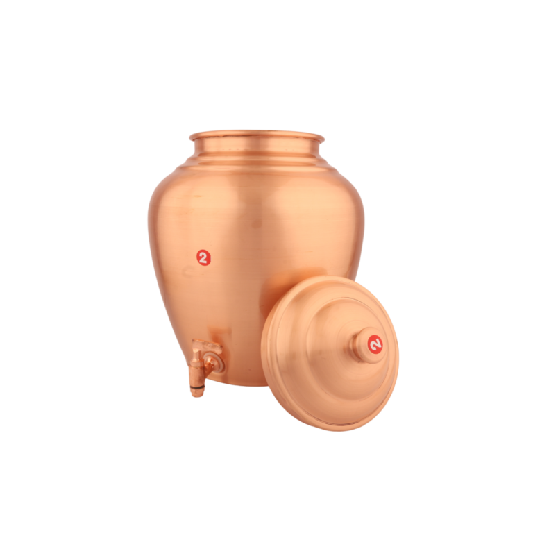 Copper Kulfi Matka Lacquer - side view - handcrafted copper