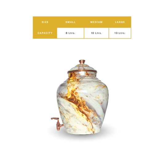Copper Kulfi Matka Print - Designer Finish Water Storage Pot (Pure Copper)