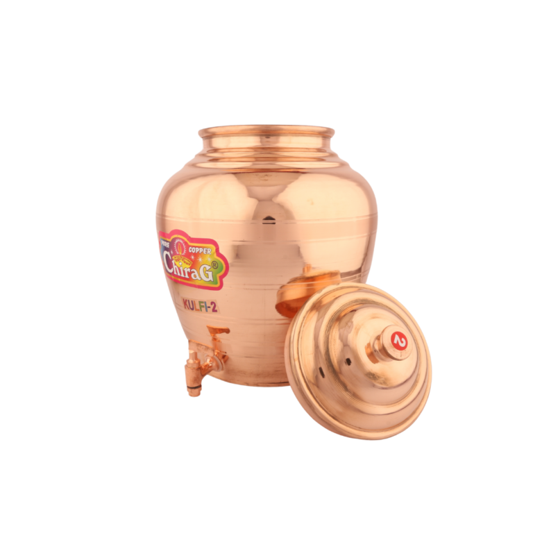Copper Kulfi Matka Polish - side view - handcrafted copper