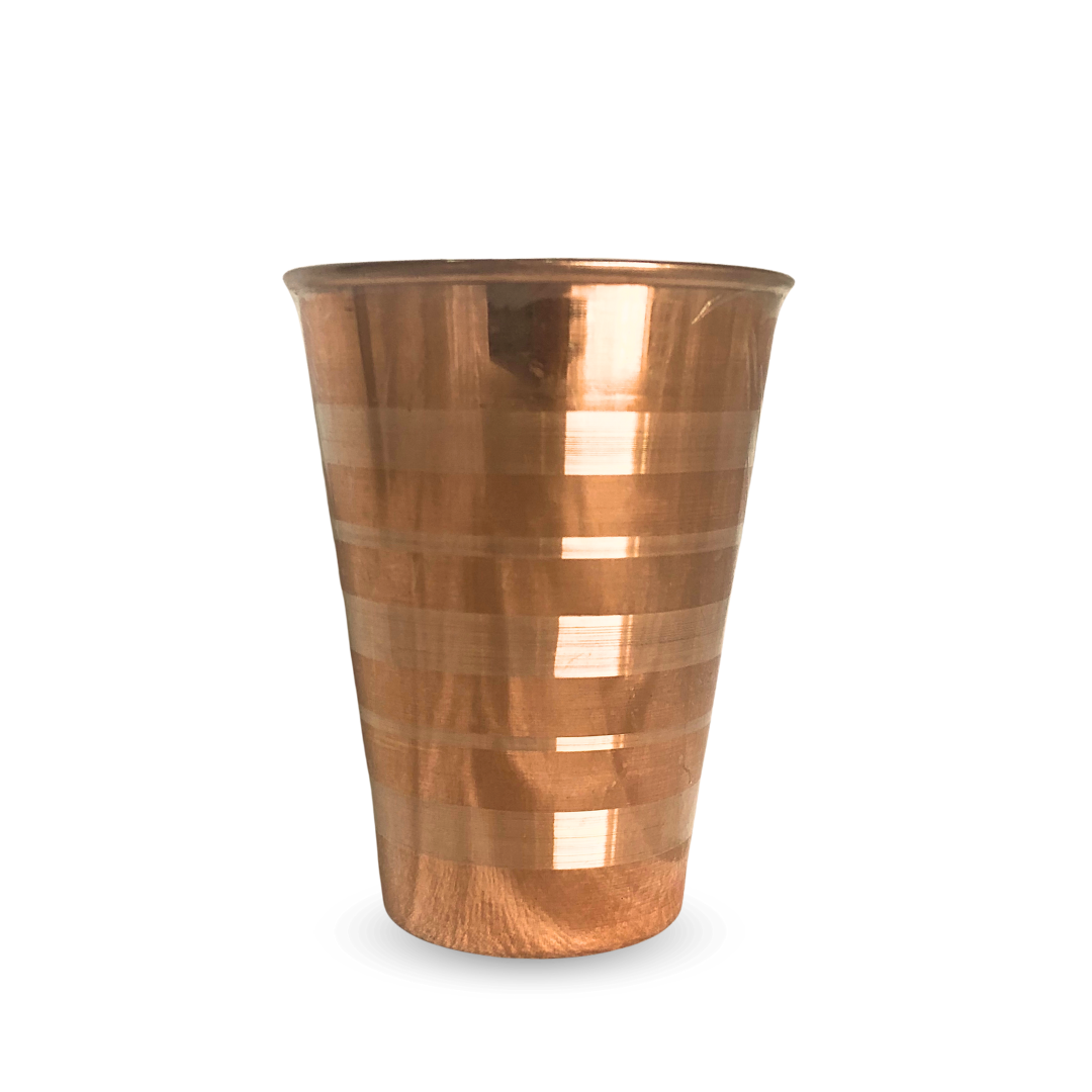 Copper Lassi Glass Silver Touch - side view - handcrafted copper