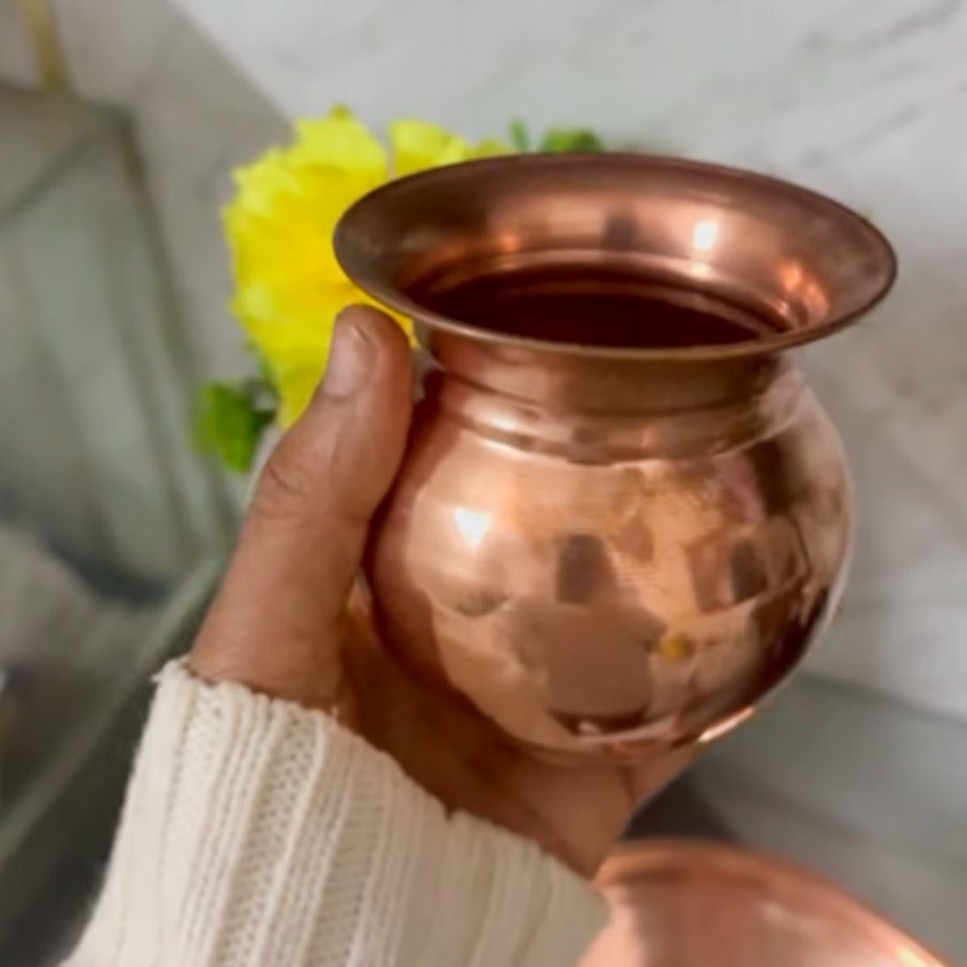 Copper Apple Lota Mini – Pure Copper Lota for Daily Pooja & Worship | Handcrafted