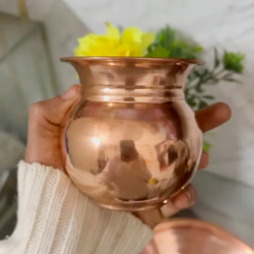 Copper Apple Lota Mini – Pure Copper Lota for Daily Pooja & Worship | Handcrafted