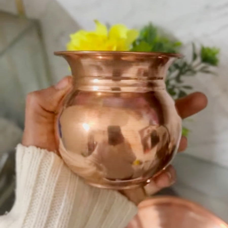 Copper Apple Lota Mini – Pure Copper Lota for Daily Pooja & Worship | Handcrafted