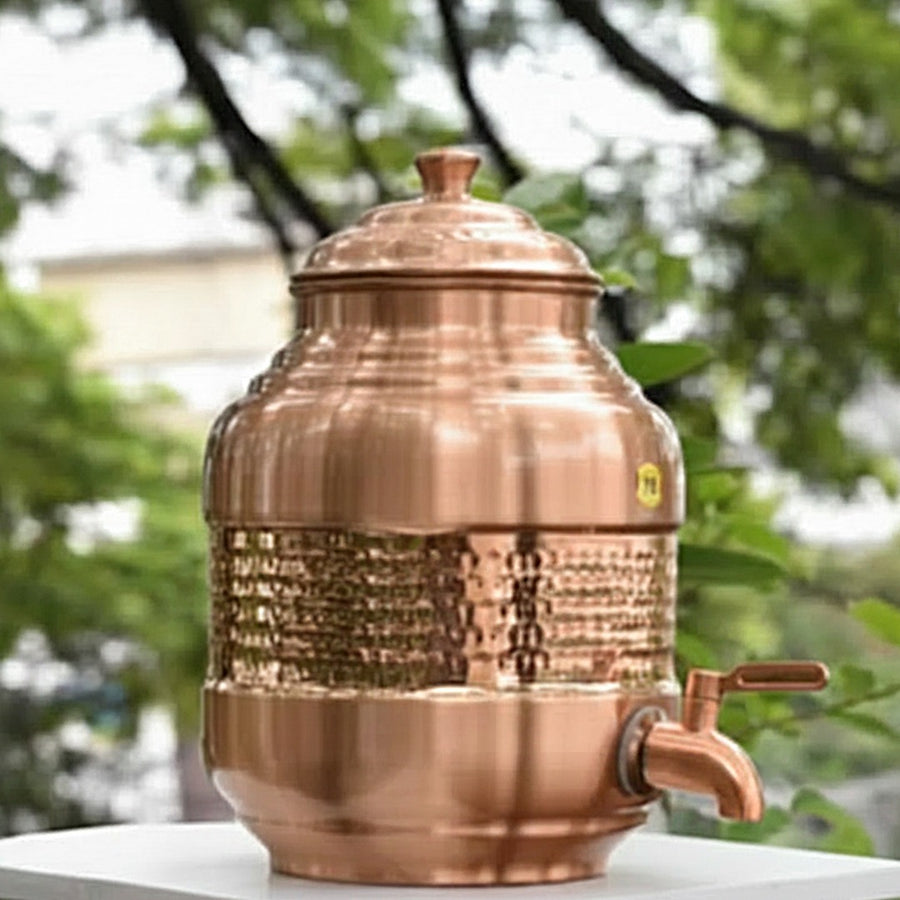 Copper Capsule Matka Special – Premium Gifting Water Pot | Handcrafted Pure Copper | Hammered Finish