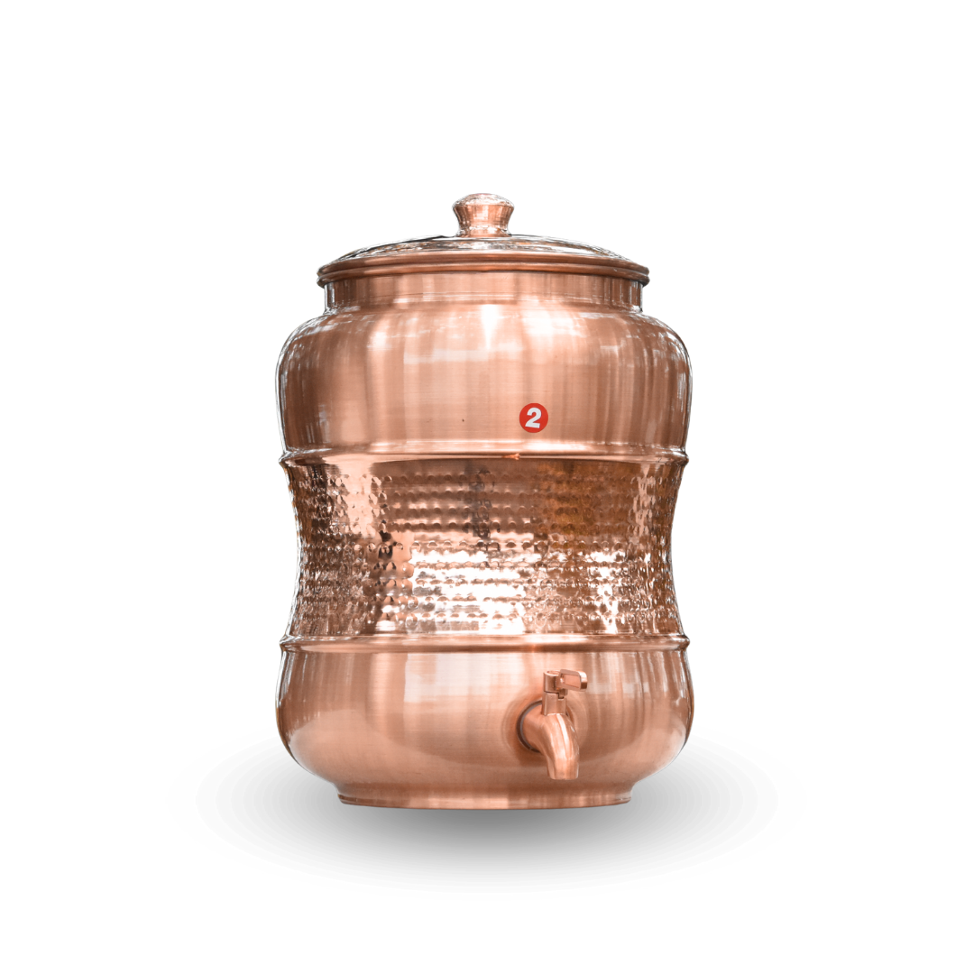 Copper Damru Matka Special Hammered Finish - 10 Ltrs. and 14 Ltrs.