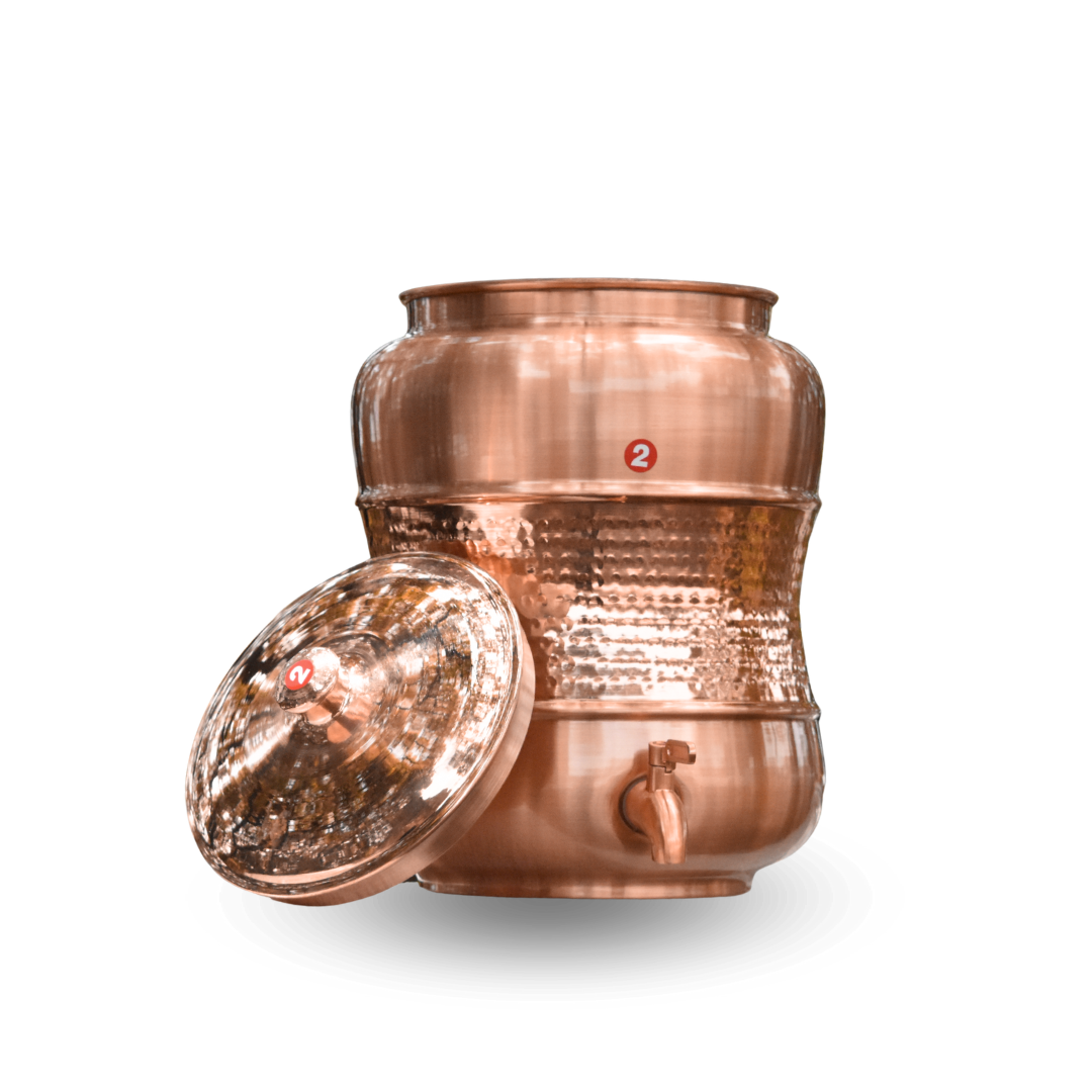 Copper Damru Matka Special Hammered Finish - lifestyle view - handcrafted copper
