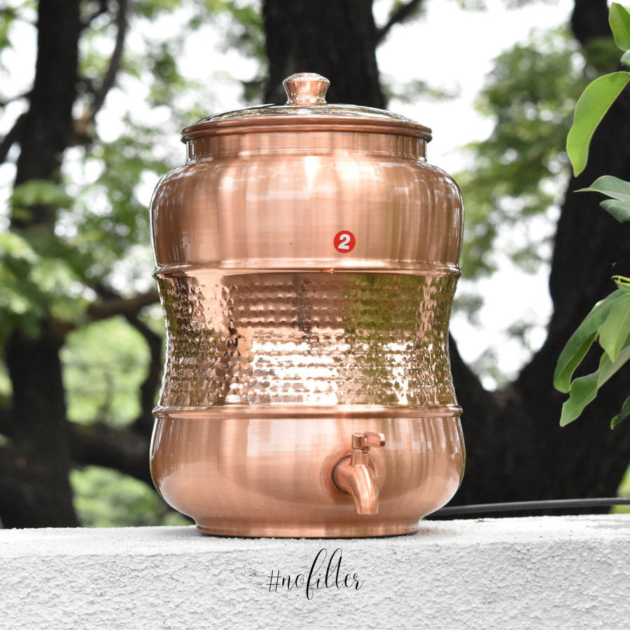 Copper Damru Matka Special Hammered Finish - close-up - handcrafted copper