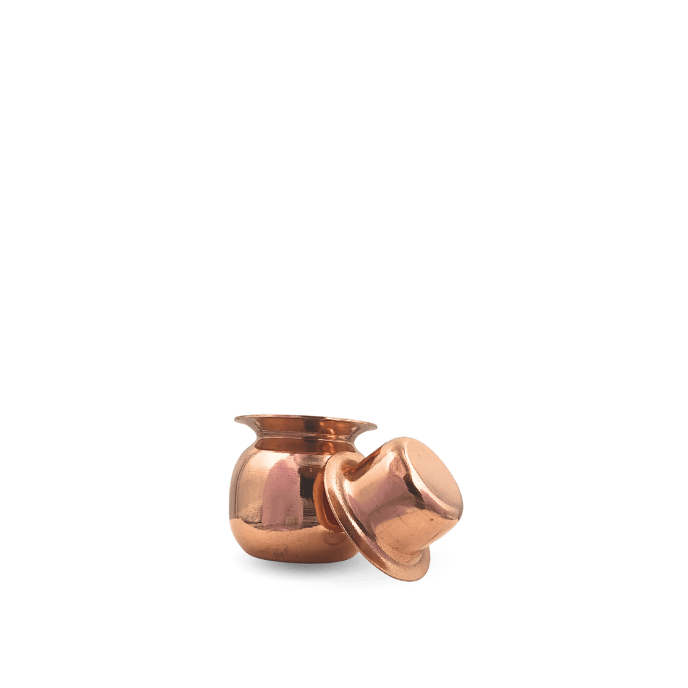 Copper Dev Bhandi Mini – Handcrafted Sacred Vessel for Daily - size comparison - handcrafted copper