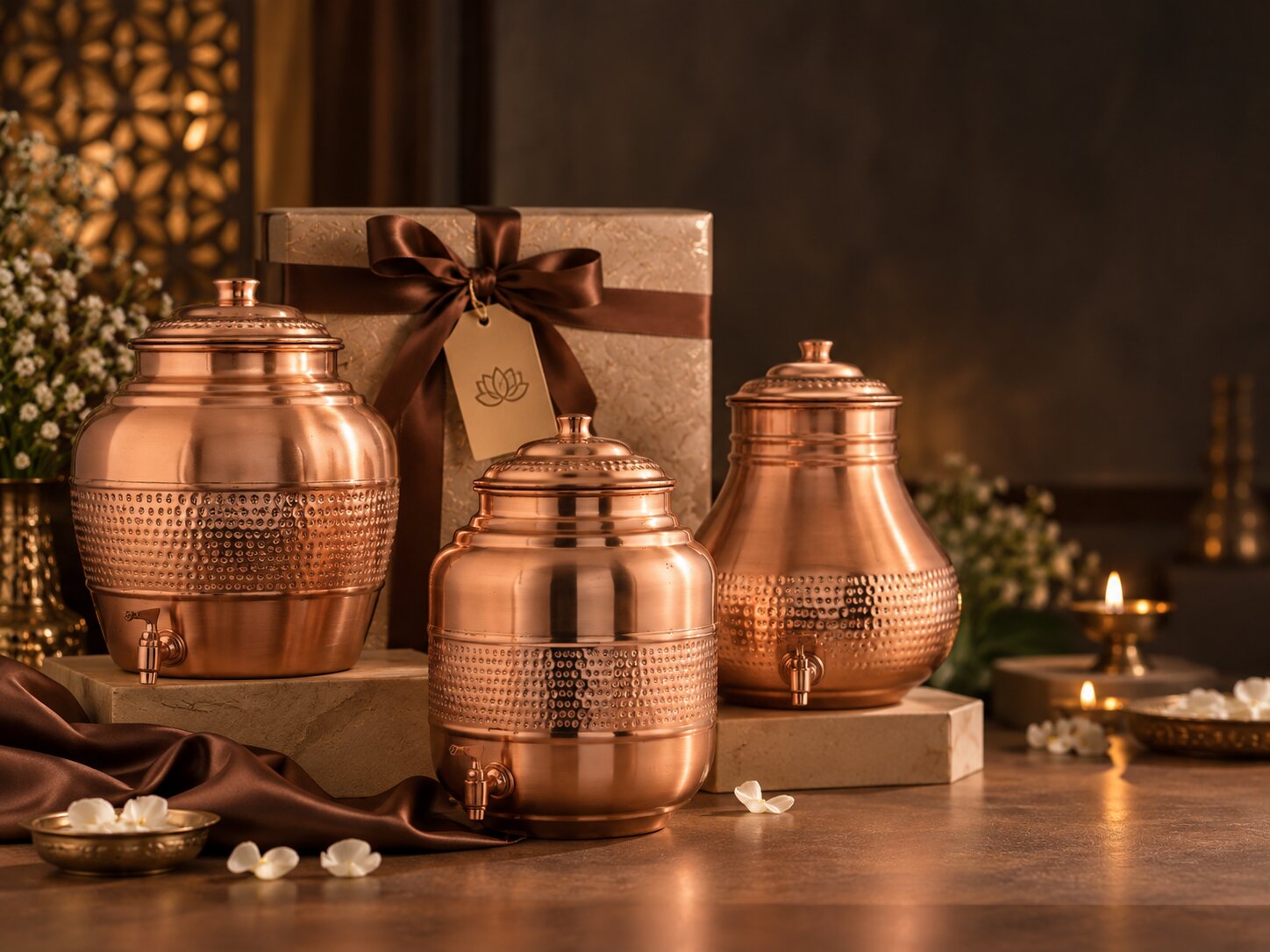 Copper Surahi Matka – Traditional Pure Copper Water Dispenser