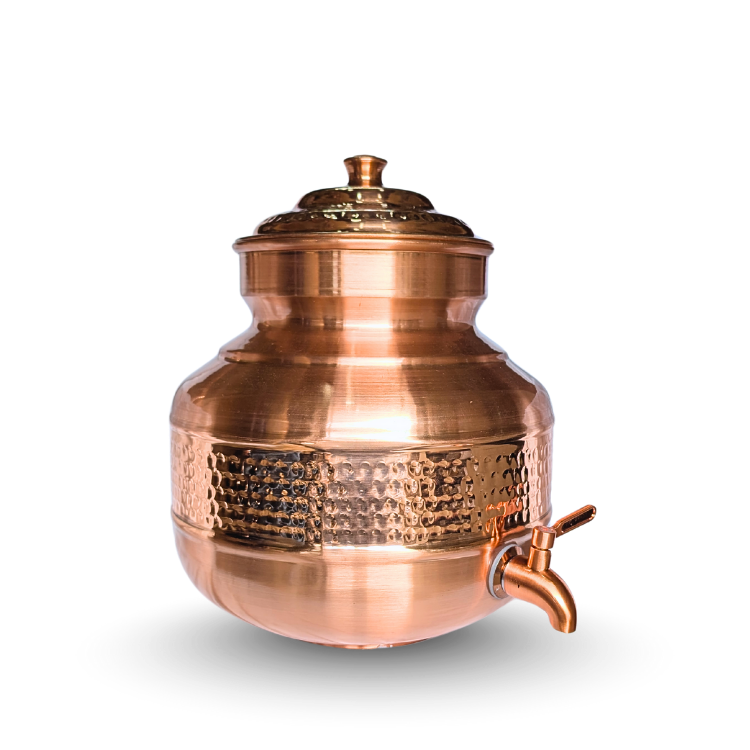 Heritage Copper Japani Matka Special Hammered Finish - side view - handcrafted copper