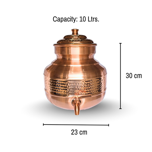 Heritage Copper Japani Matka Special Hammered Finish - 10 Ltrs.