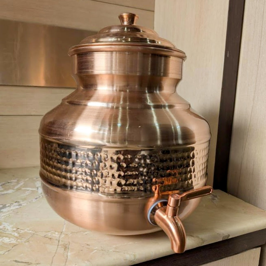 Copper Japani Matka – Heritage Pure Copper Water Storage Pot | Handcrafted | Special Hammered Finish