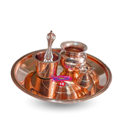 Copper Pooja Set - detail view - handcrafted copper