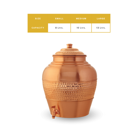 Copper Kulfi Matka Special Hammered Finish in 8, 10 and 13 Ltrs.