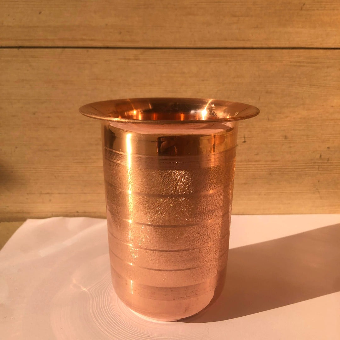 Copper Milky Glass – Ayurvedic Pure Copper Drinking Glass | Handcrafted | Diamond Touch Finish