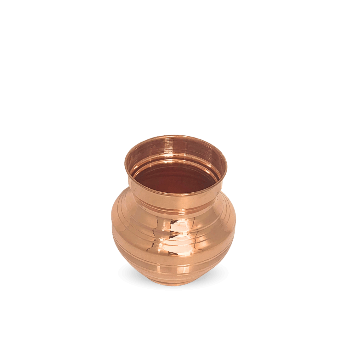 Copper Navrang Lota – Handcrafted Pure Copper Lota for Pooja - side view - handcrafted copper