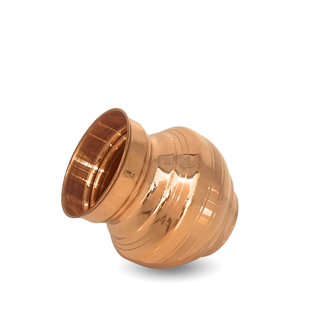 Copper Navrang Lota – Handcrafted Pure Copper Lota for Pooja - detail view - handcrafted copper