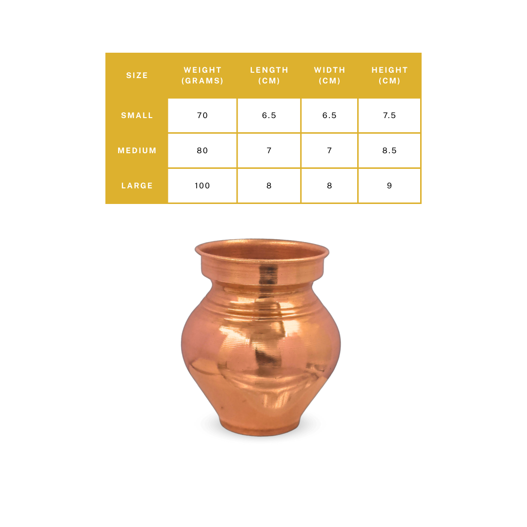 Copper Pooja Kalsi Mini – Handcrafted Mini Kalash for Daily - pure copper - Chirag Pure Copper