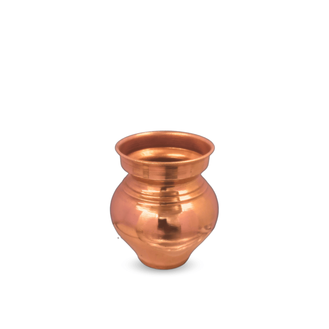Copper Pooja Kalsi Mini – Handcrafted Mini Kalash for Daily - side view - handcrafted copper