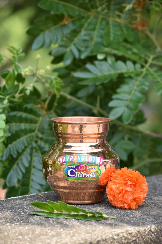 Copper Navrang Lota – Handcrafted Pure Copper Lota for Pooja & Home Decor