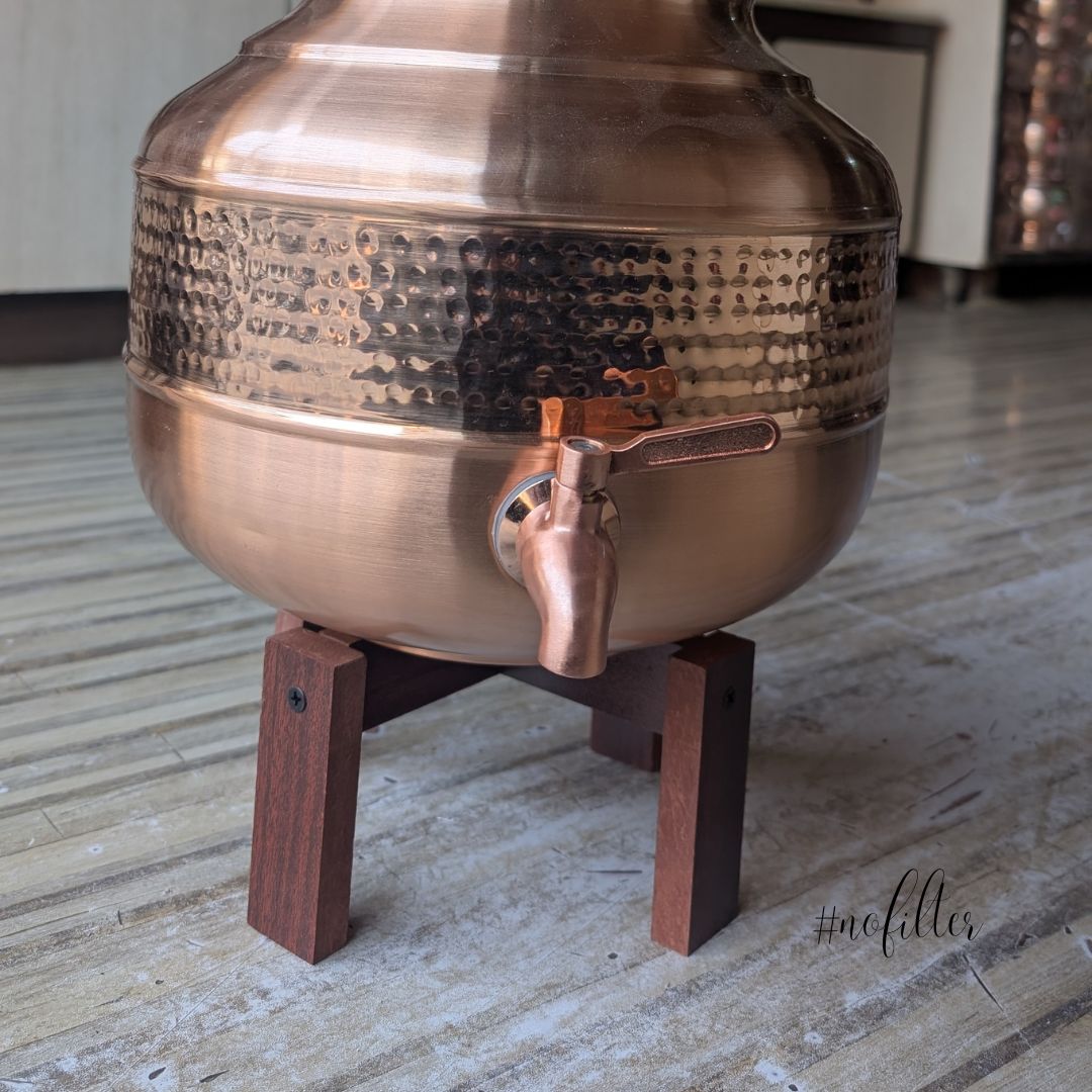 Pot Stand - detail view - handcrafted copper