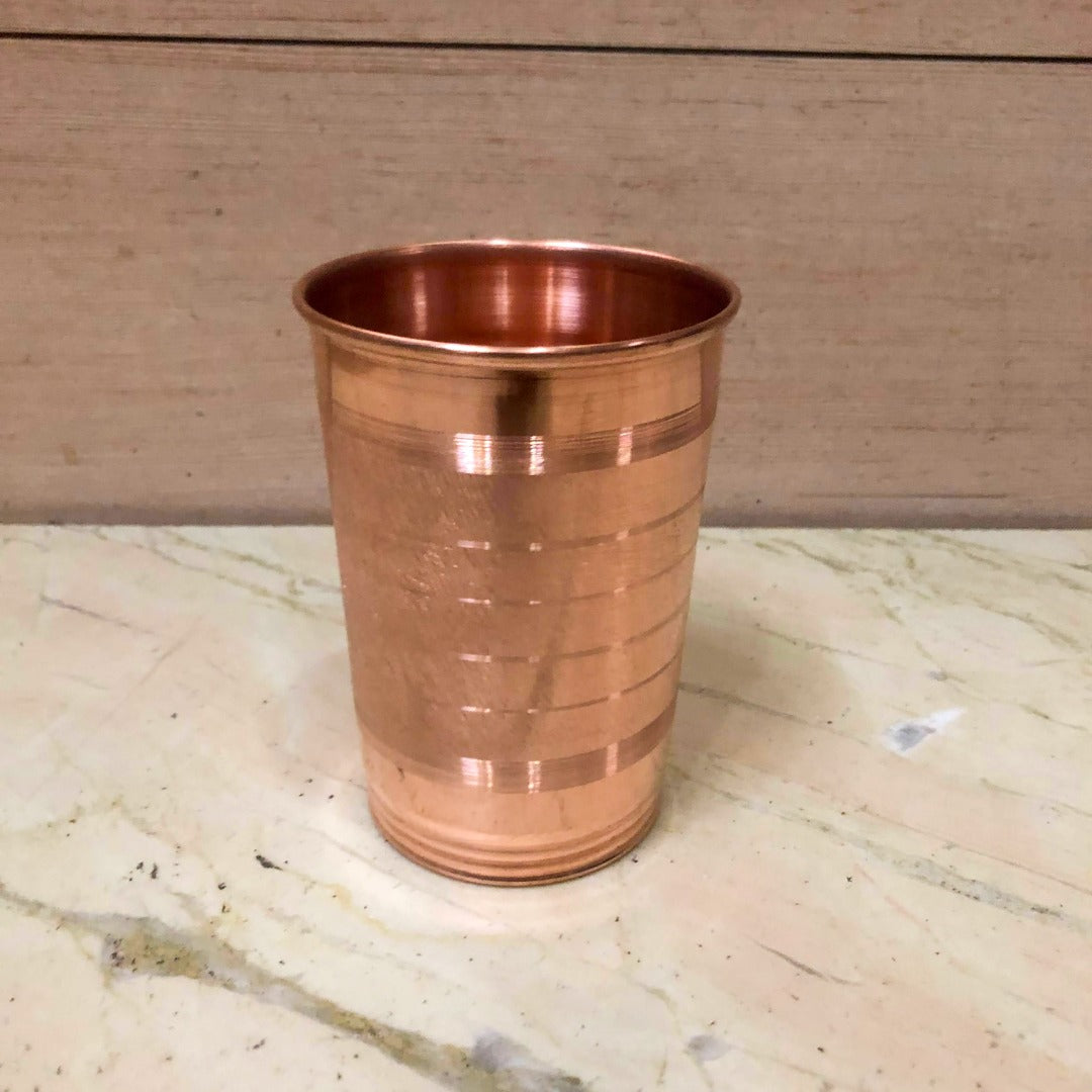 Copper Tiranga Glass – Ayurvedic Pure Copper Drinking Glass | Handcrafted | Diamond Touch Finish