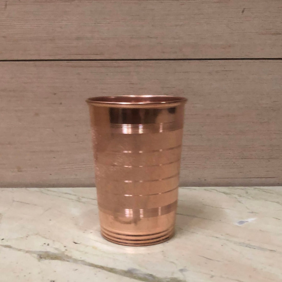 Copper Tiranga Glass – Ayurvedic Pure Copper Drinking Glass | Handcrafted | Diamond Touch Finish