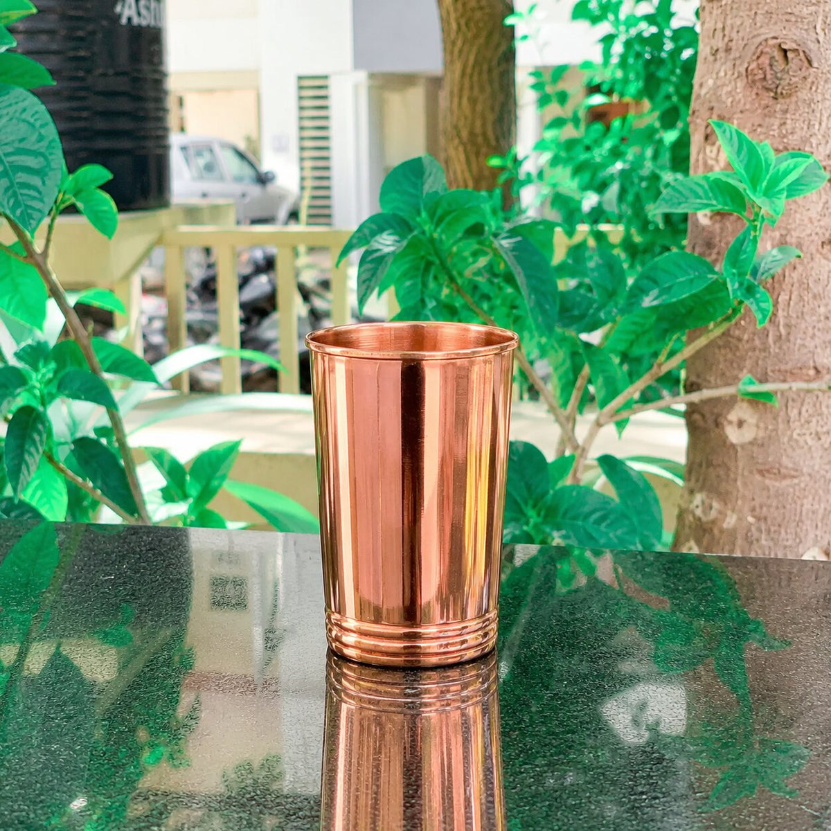 Copper Tiranga Glass – Ayurvedic Pure Copper Drinking Glass | Handcrafted | Polish Finish